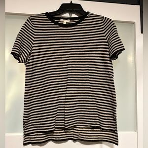 Eileen Fisher crew neck striped high-low top